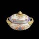 Cracked ceramic candy box with floral and gold decoration, 20th century