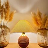Rattan lamp with original linen shade
