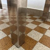 Rectangular coffee table in chrome steel and smoked glass from the 70s