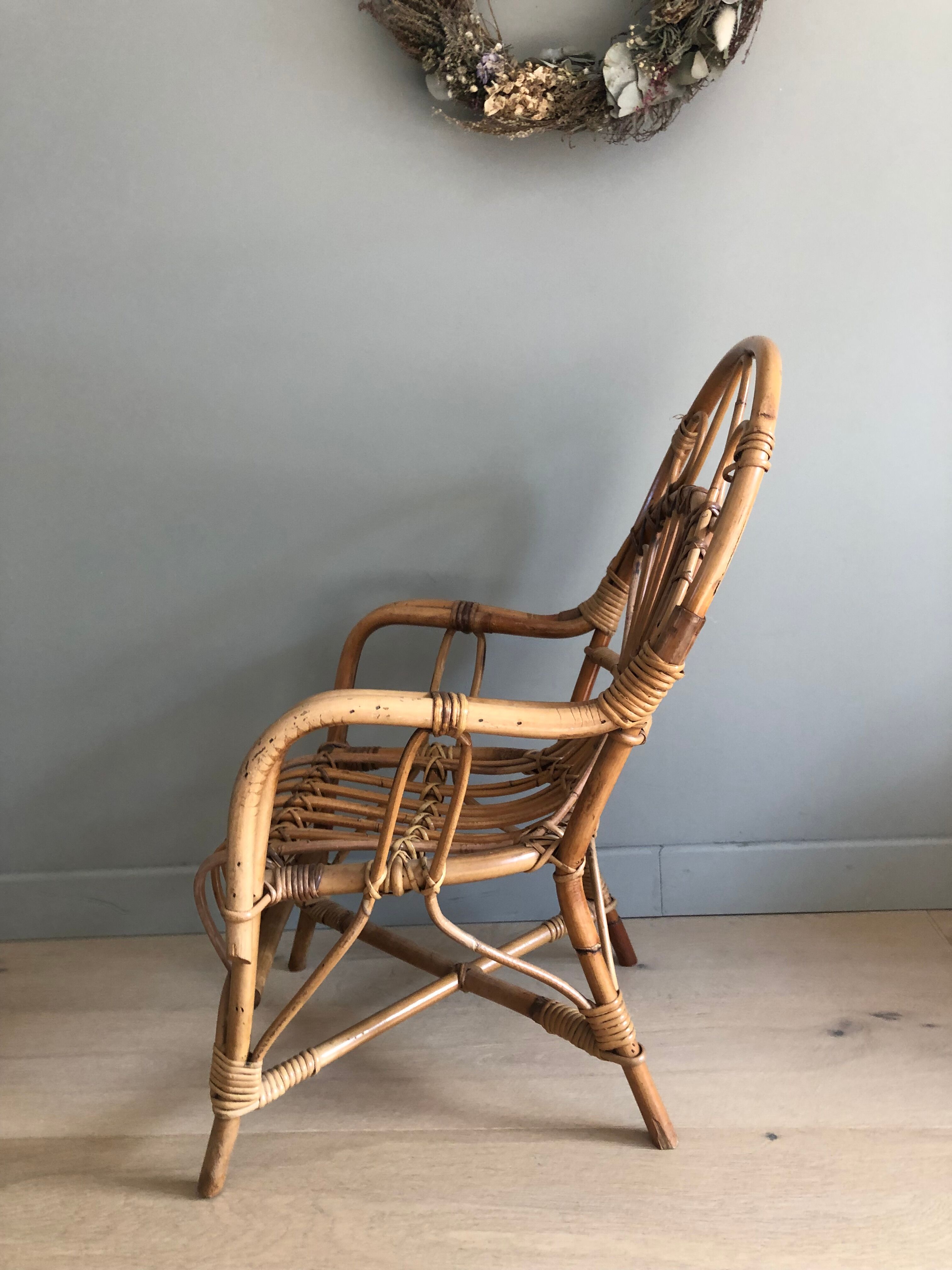Chaise enfant vintage en rotin