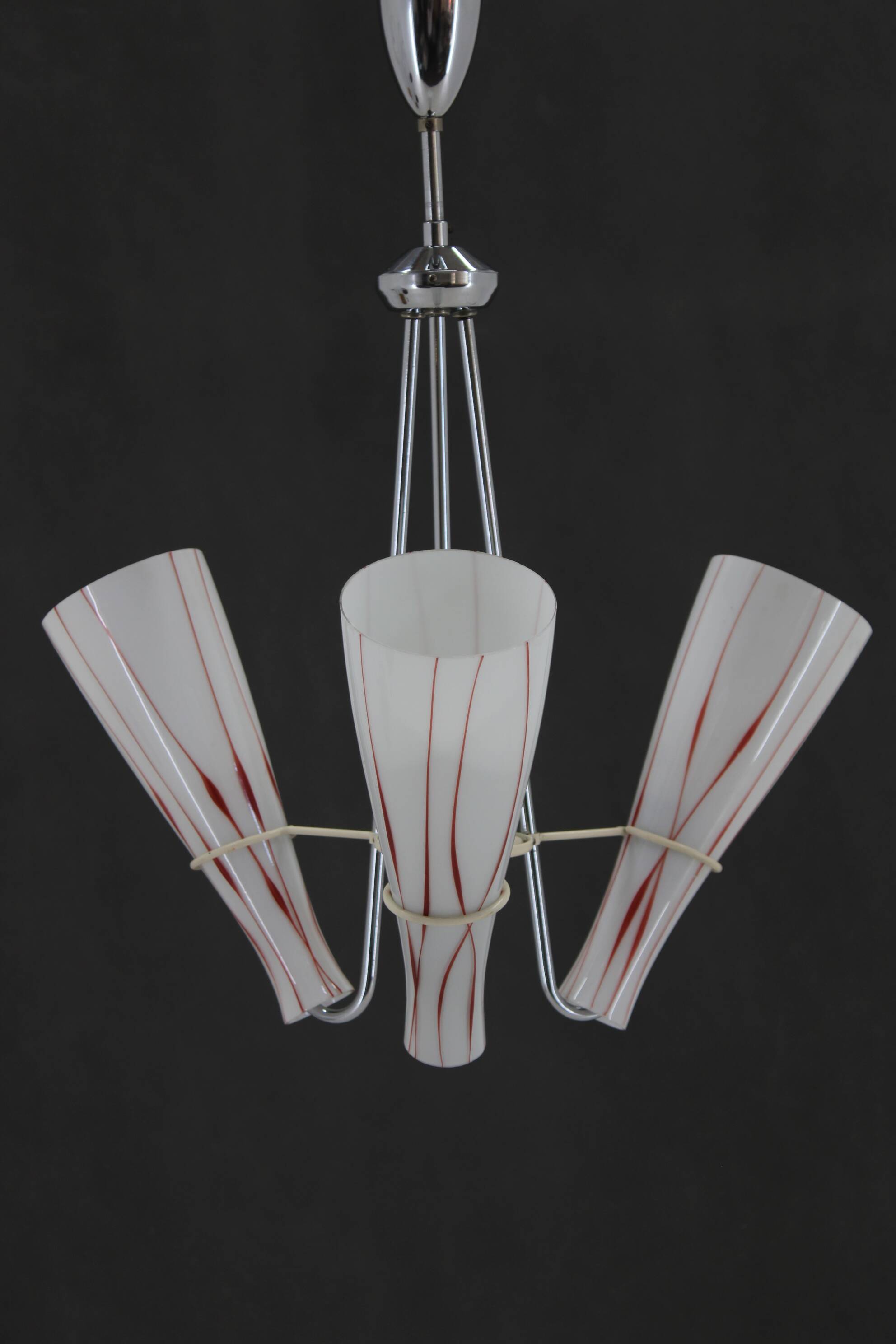 1970s Glass Chandelier , Czechoslovakia