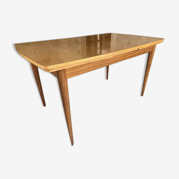 Table scandinave teck et citronnier rallonges italiennes