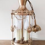 Brass and glass lantern pendant light, gold