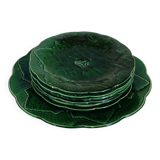 Service à dessert feuilles de vignes barbotine Gien vintage