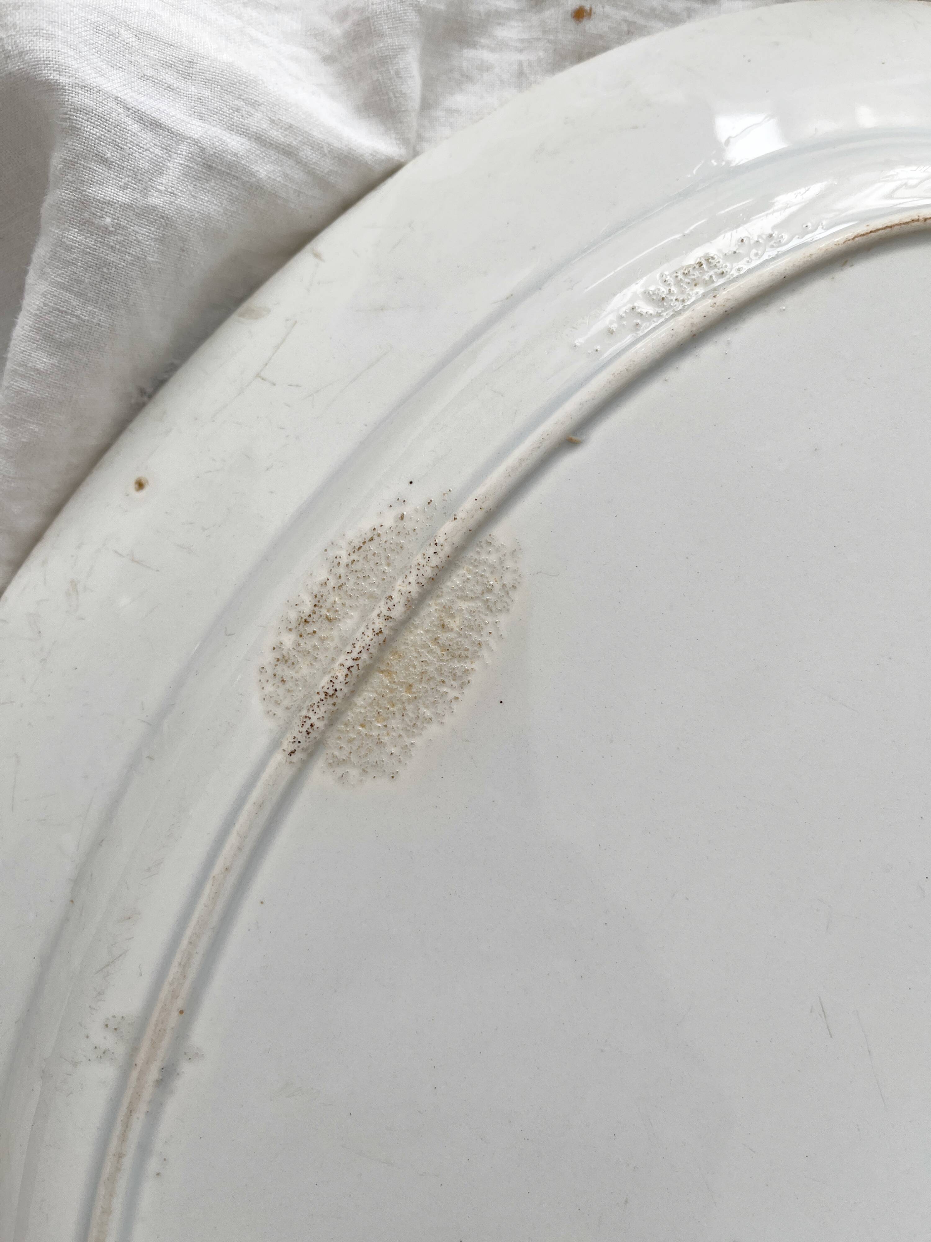 White oval ironstone dish from Creil and Montereau, late 19th century