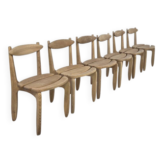 Oak Dining Chairs by Guillerme & Chambron