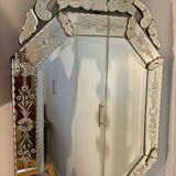 Bevelled venetian mirror with pediment, high 110 cm