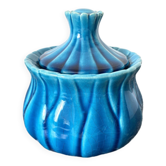 Blue slip sugar bowl