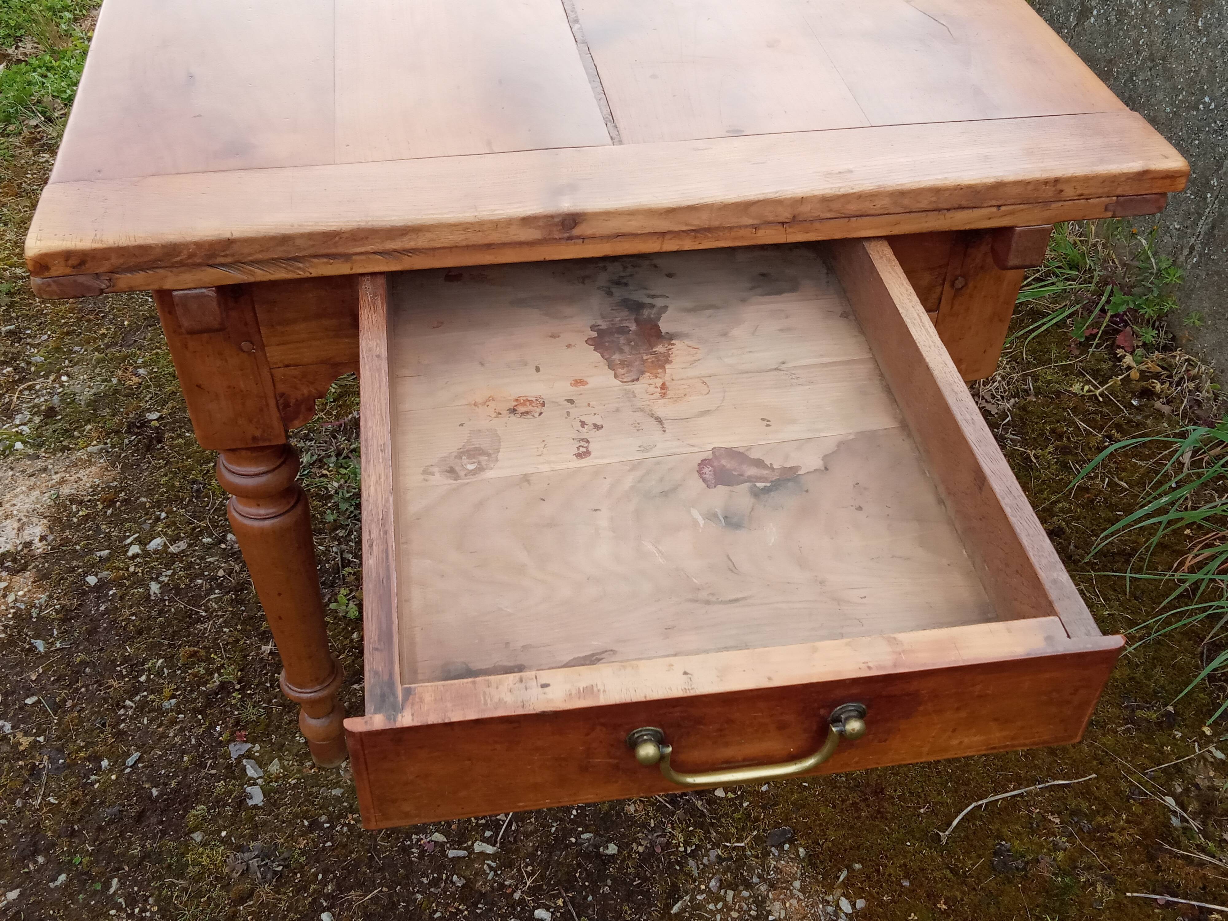 Table de ferme 19ème en orme, à rallonges, 12/14 personnes