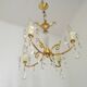 Mid-century brass, glass, and crystal chandelier with 4 lights 5099