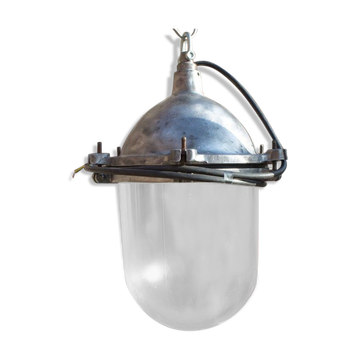 Lampe industriel en alu avec globe en verre