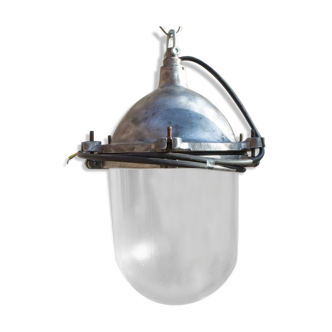 Lampe industriel en alu avec globe en verre