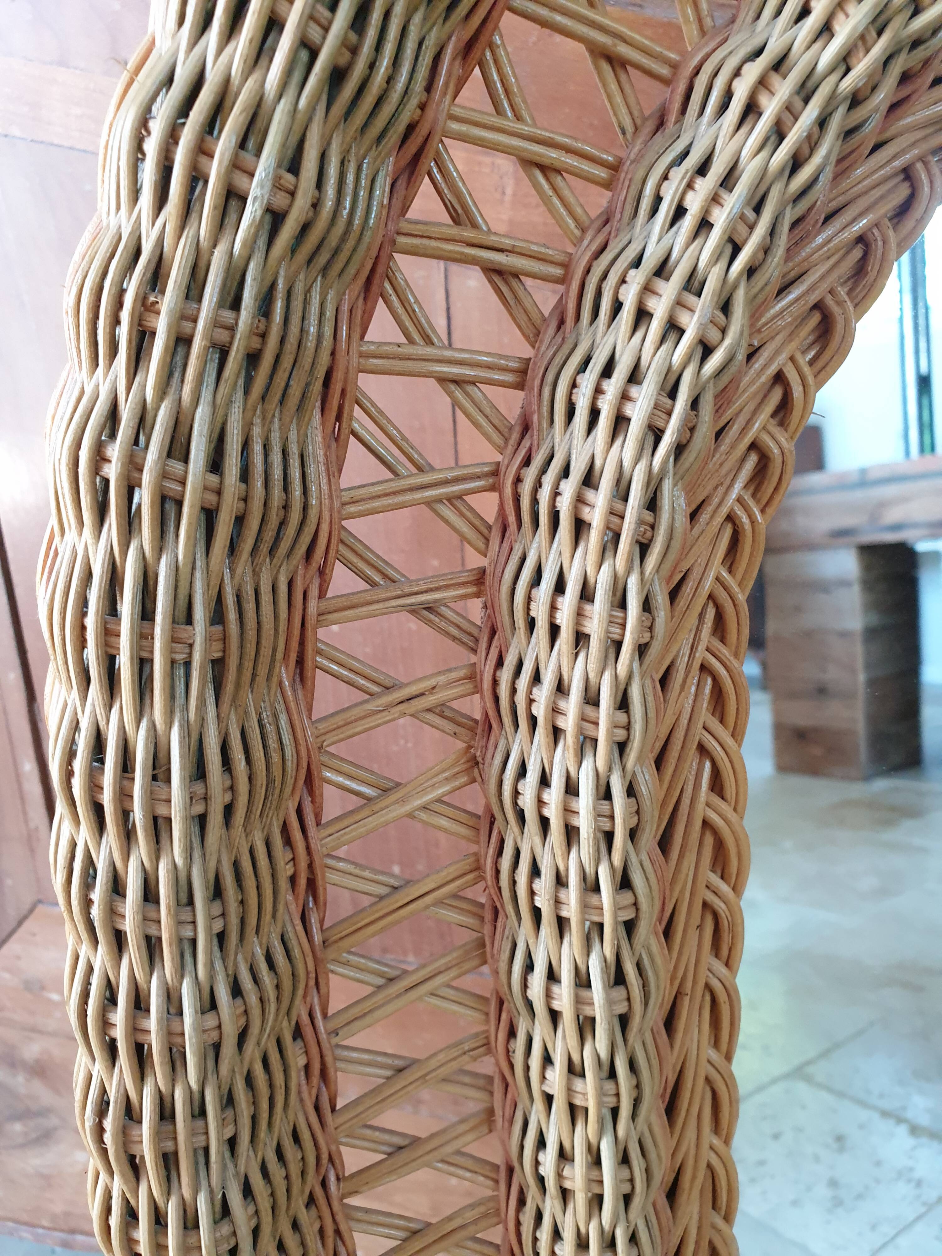 Old vintage rattan mirror