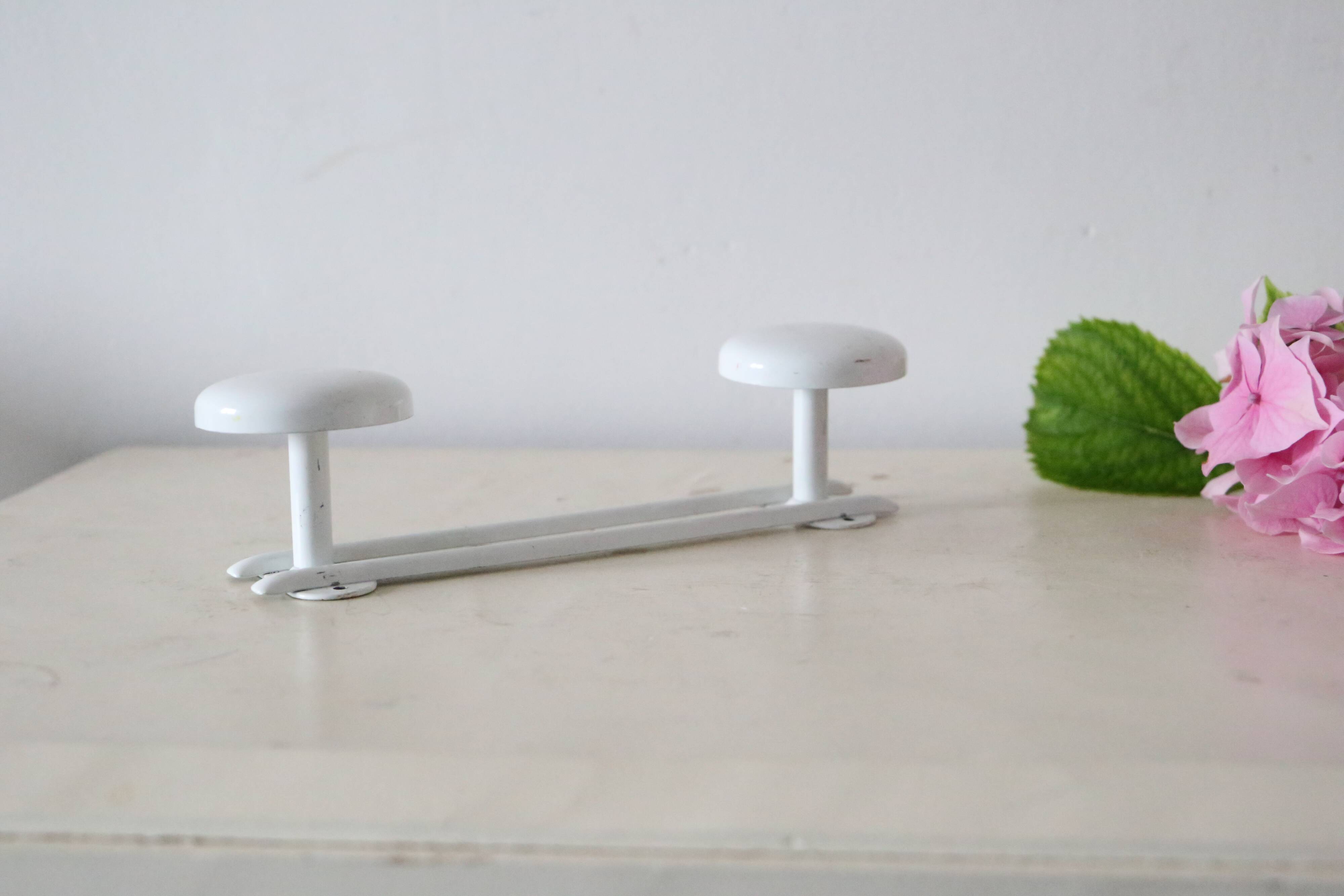 White metal wall coat rack, vintage