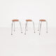 Set of 3 chrome stools with cognac leather seating, 1960's