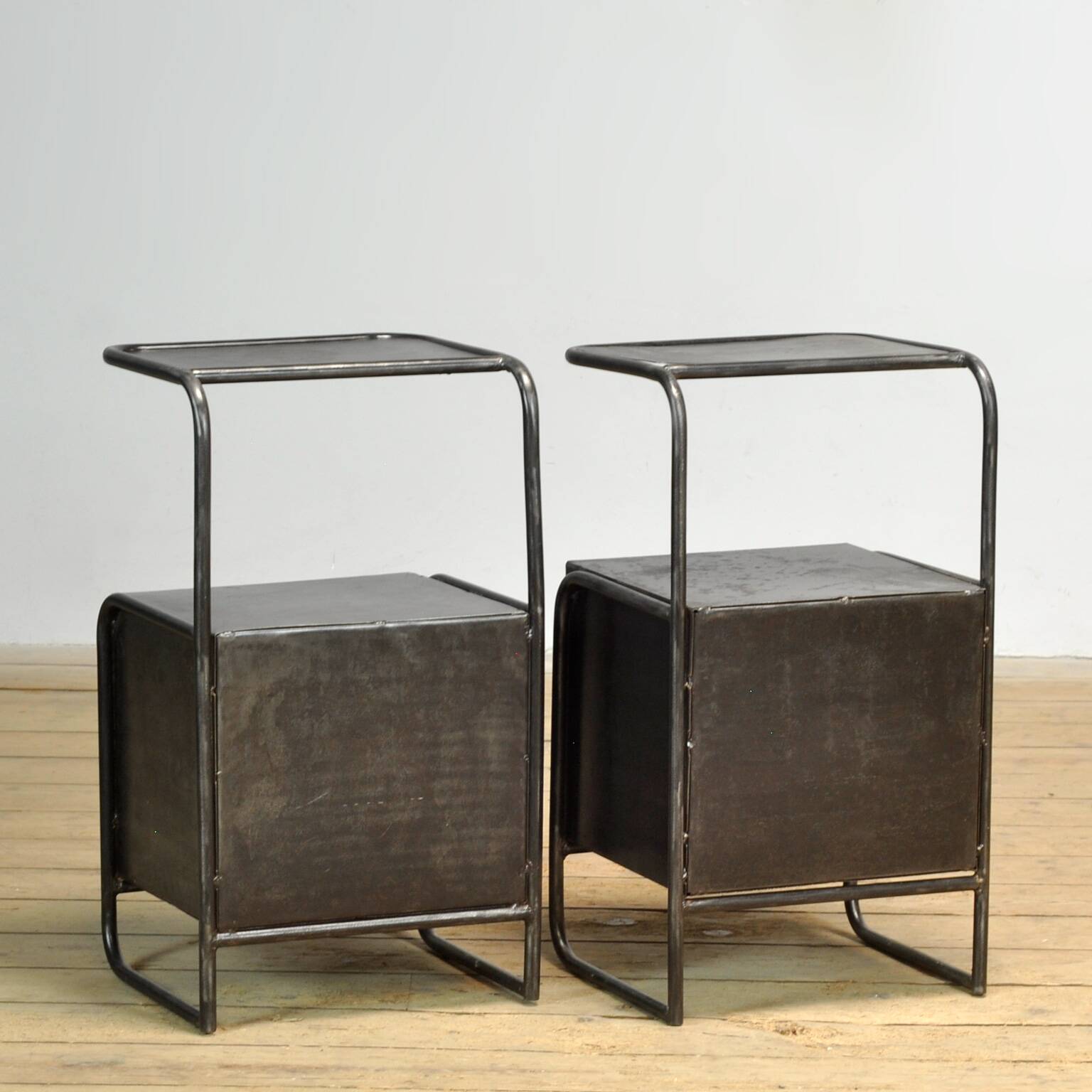 Set of iron nightstands, 1950s
