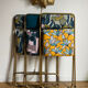 Vintage folding chair lafuma revisited yellow and blue floral fabrics