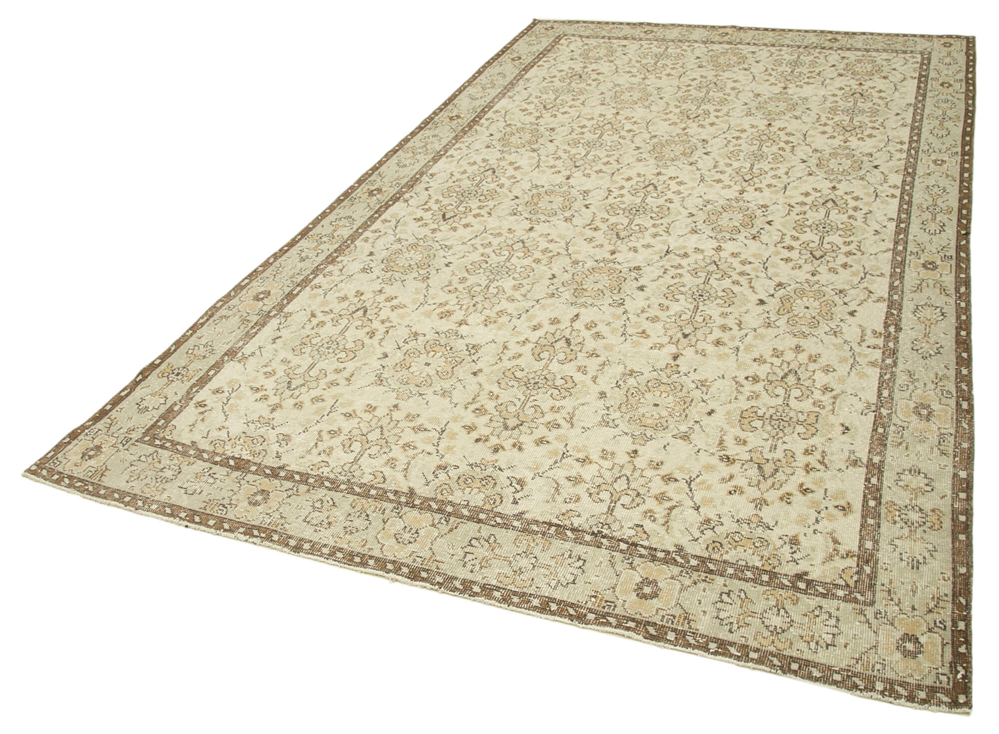 Handwoven wool anatolian beige rug 187 cm x 310 cm