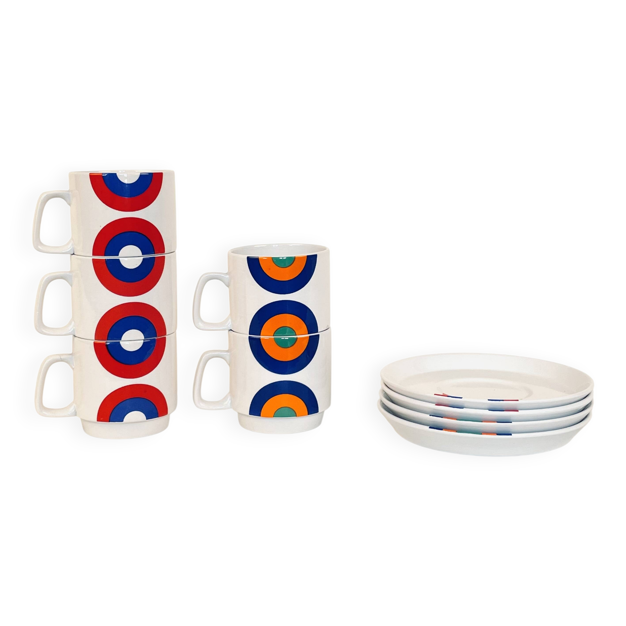 Set of 5 porcelain cups Franco Pozzi, Italy, 1970