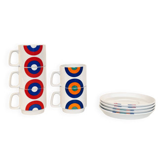 Set of 5 porcelain cups Franco Pozzi, Italy, 1970