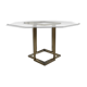 Italy octagonal table 70s glass and brass