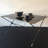 Black and brass glass coffee table