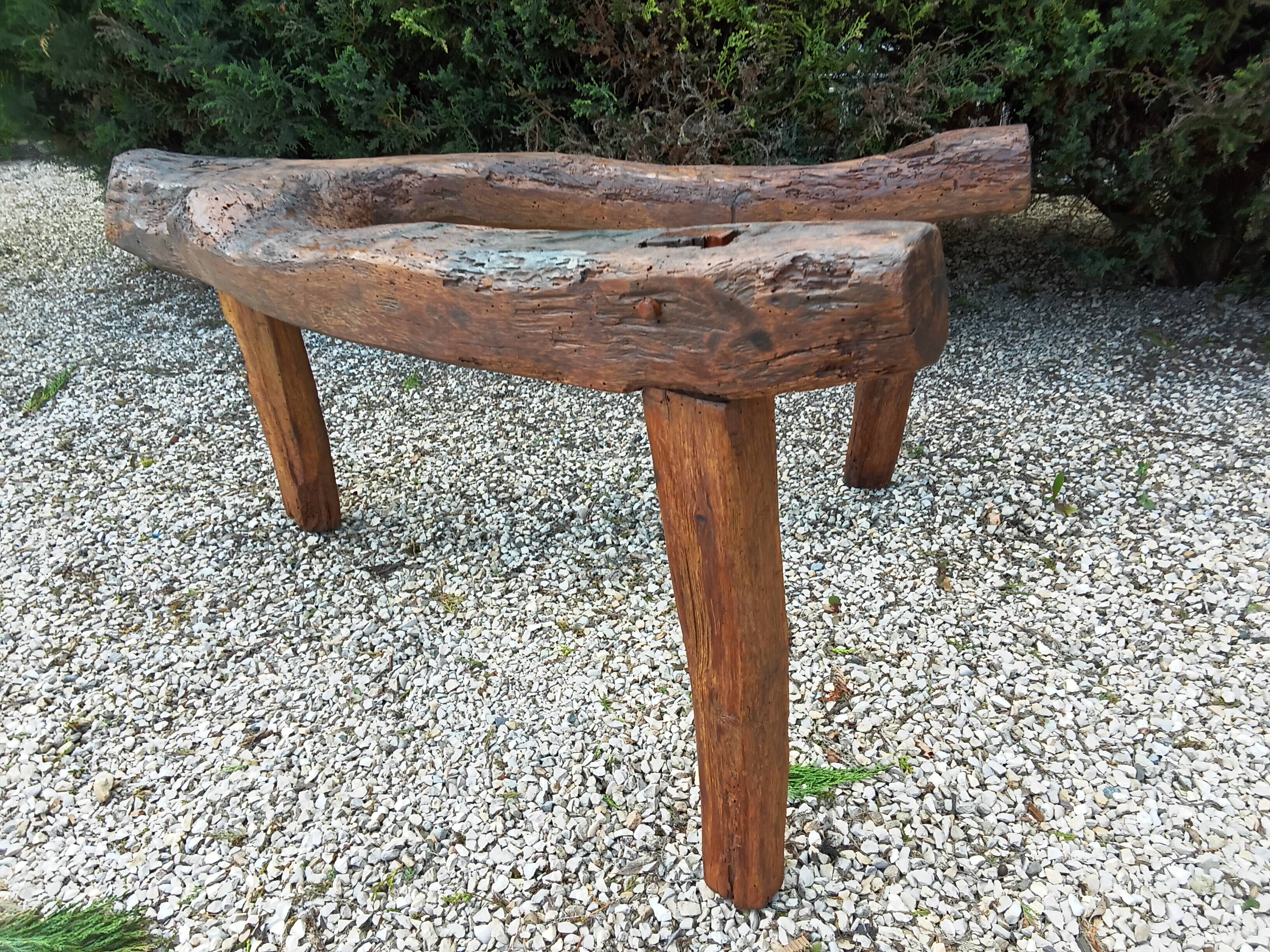 Brutalist wooden bench
