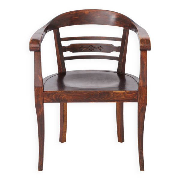 Fauteuil en bois vintage des années 1930 Hêtre massif Chaise Art Déco allemande