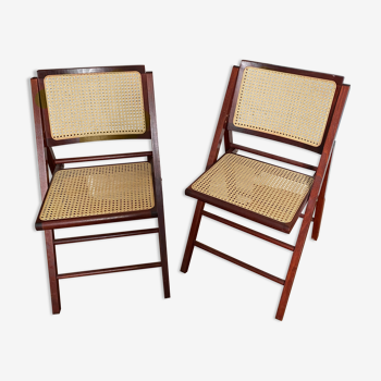 Duo de chaises pliantes dos et assise cannage