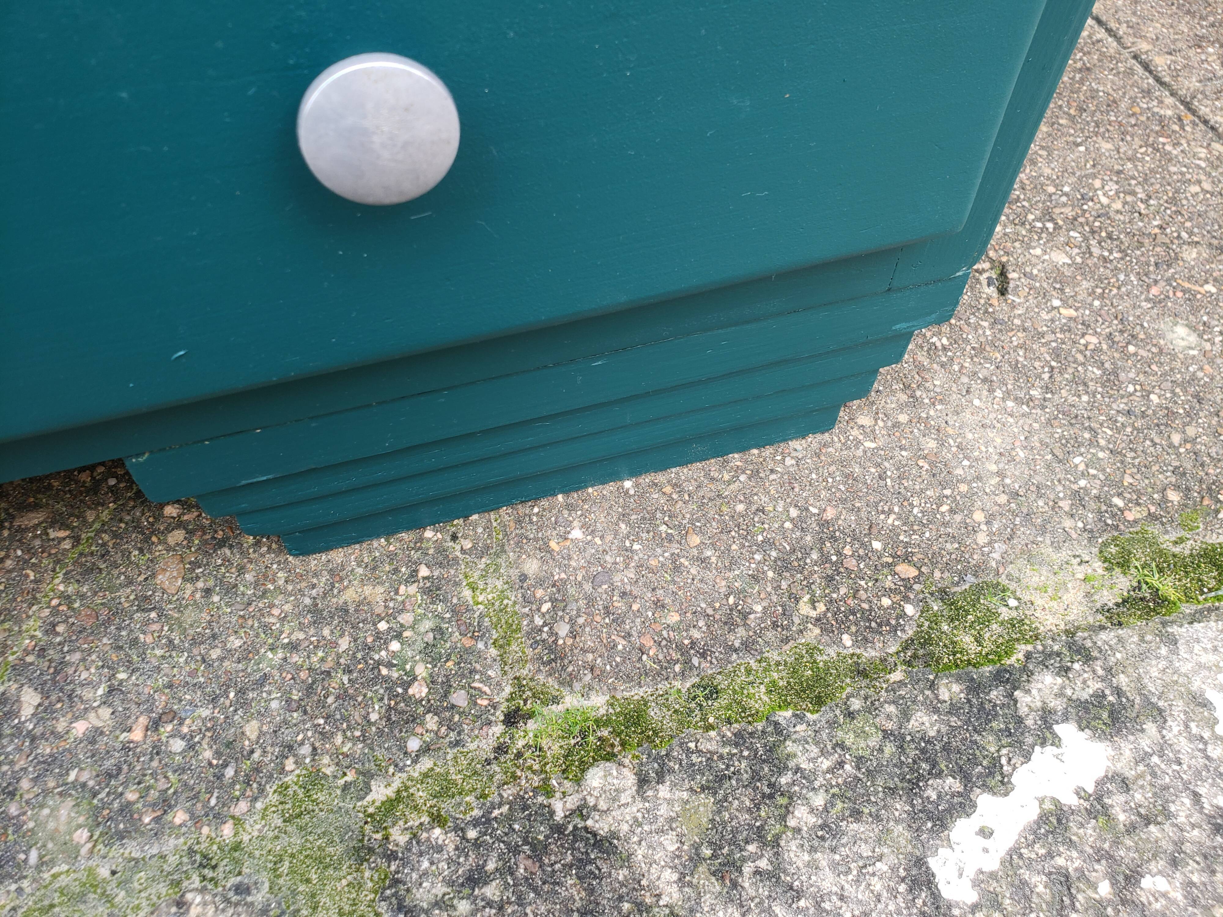 Deep turquoise and wood vintage dresser