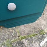 Commode vintage turquoise profond et bois