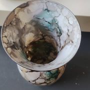 Marbled glass art ball vase. Murano style. Italy. Height 26 cm.
