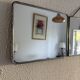 Vintage 1950s triptych barber mirror in duck blue - 22 x 86 cm