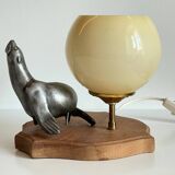 Art Deco Sea Lion blown glass lamp