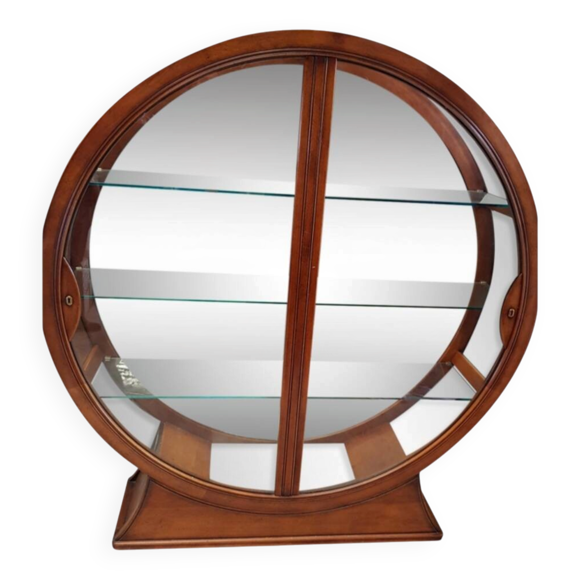 Glass-fronted library in cherry wood by Fourrier