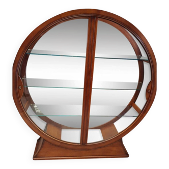 Glass-fronted library in cherry wood by Fourrier