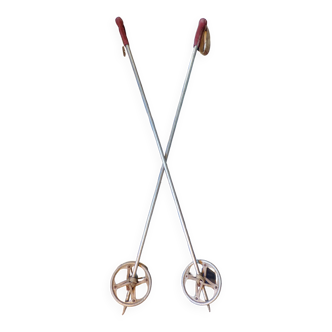 Pair of vintage metal ski poles 130 cm