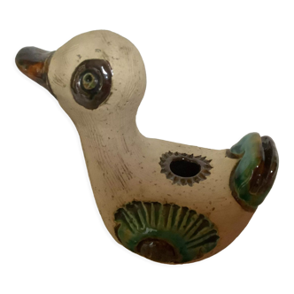 Ceramic duck zoomorphic candle holder signed Paul Perret