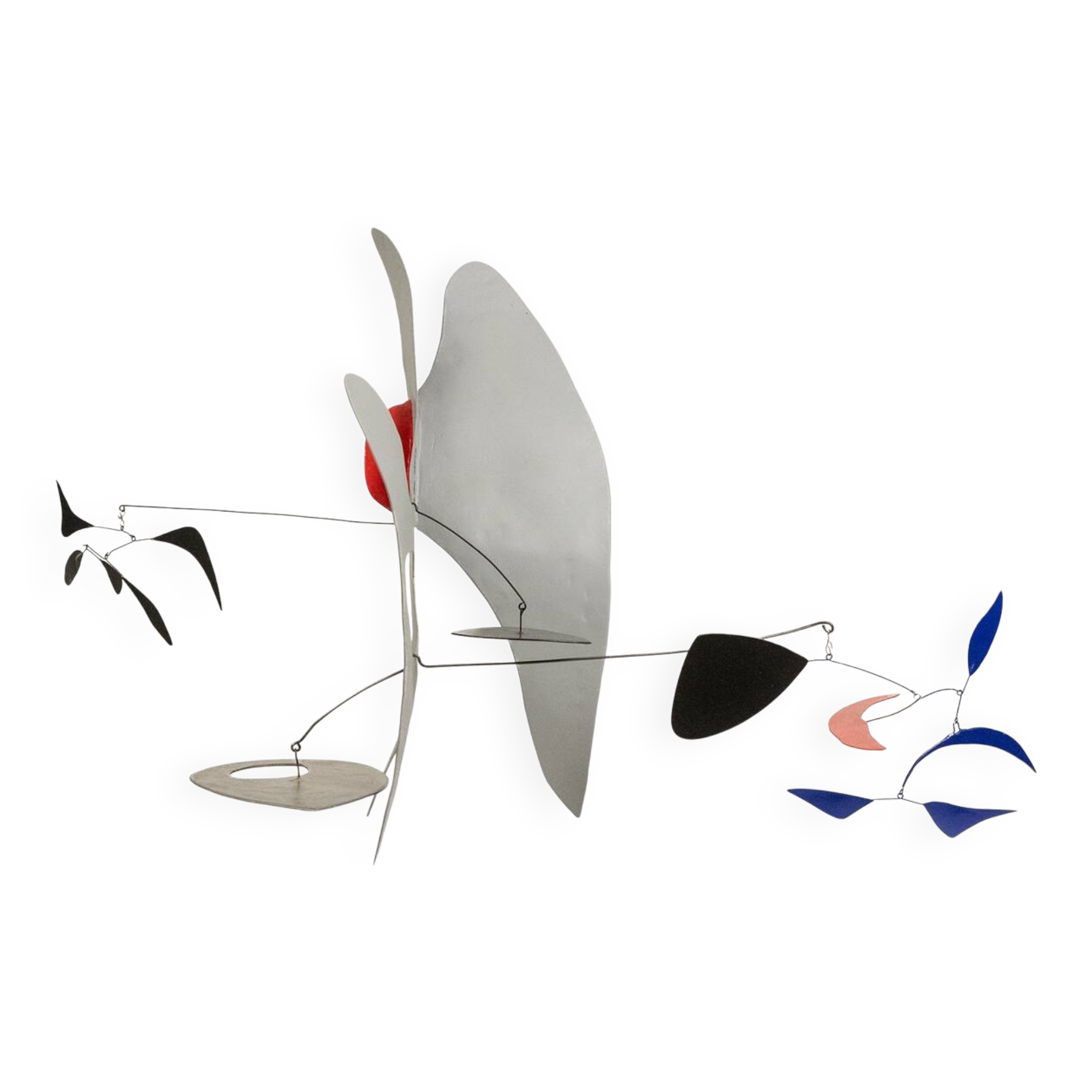 Olivier Vonet Sculpture in black, blue, and red lacquered metal. Contemporary.