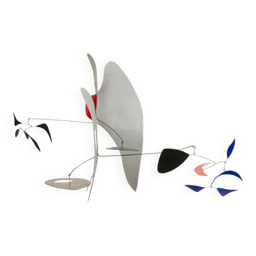 Olivier Vonet Sculpture in black, blue, and red lacquered metal. Contemporary.