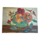 Canvas, cloth, bouquet of flowers, signature