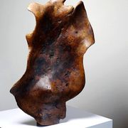Large monoxyle bowl made of dark raw olive wood from the 1950s.