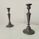 Pair of large old candlesticks in solid pewter