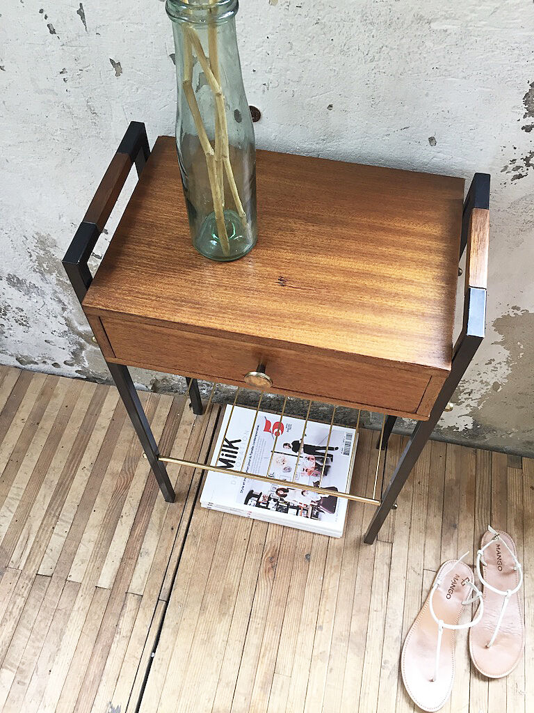 Wood and metal bedside 1960