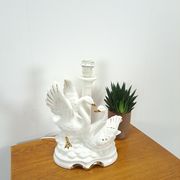 Porcelain lamp swans with vintage gold details