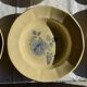 Set of 12 beige, pink, and blue deep plates from Digoin Sarreguemines, vintage.