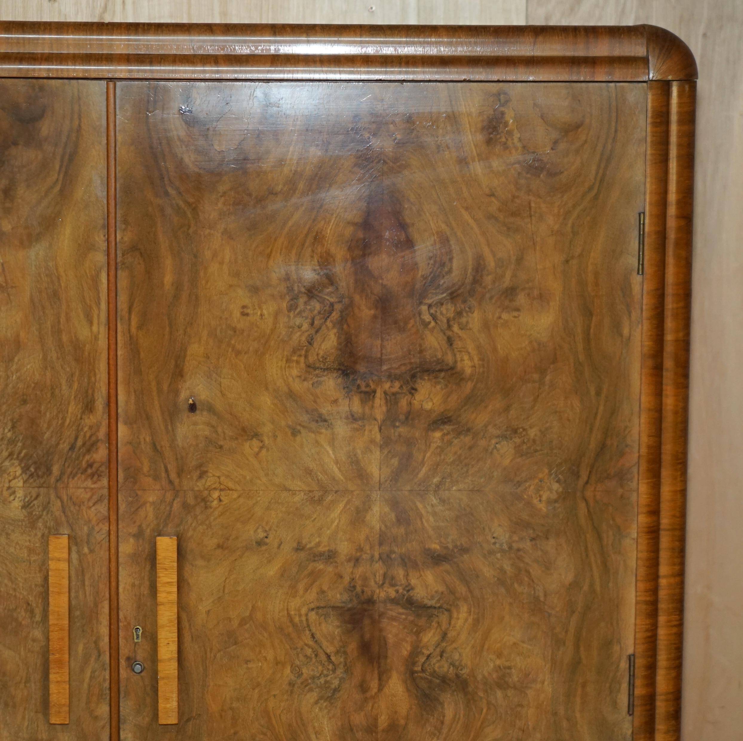 Double Art Deco wardrobe in satin walnut circa 1930