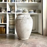 Planter, large whitewashed concrete pot, 1950s