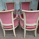4 fauteuils Directoire en velours rose