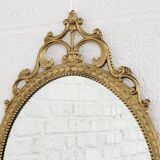 Oval Brass Medallion Mirror, Italy, 1950s